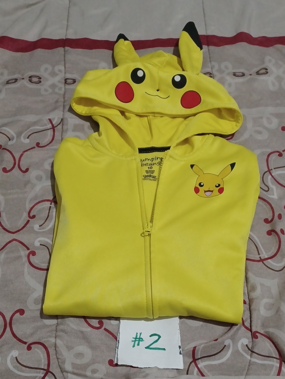 #2 Jumping Beans Pokemon Pikachu Yellow Hoodie Zip-Up Jacket Sweatshirt Size 8